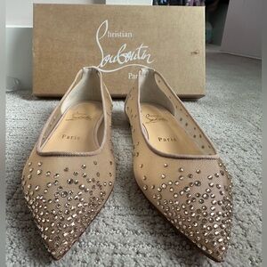 Christian Louboutin Follies Strass Crystal Mesh Flat